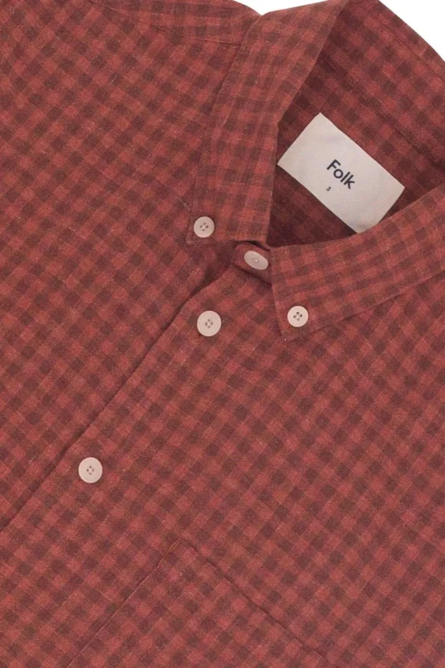 Folk Clothing Relaxed Fit Shirt 8211 Rust Gingham Mens Shirts