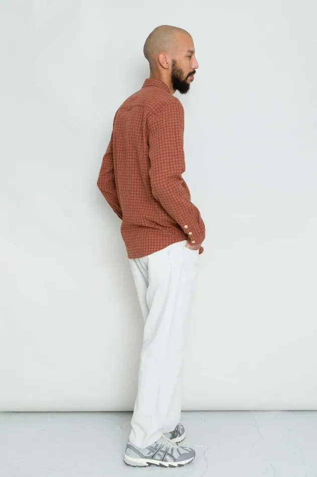 Folk Clothing Relaxed Fit Shirt 8211 Rust Gingham Mens Shirts