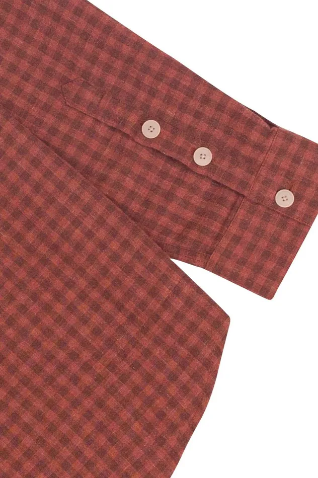 Folk Clothing Relaxed Fit Shirt 8211 Rust Gingham Mens Shirts