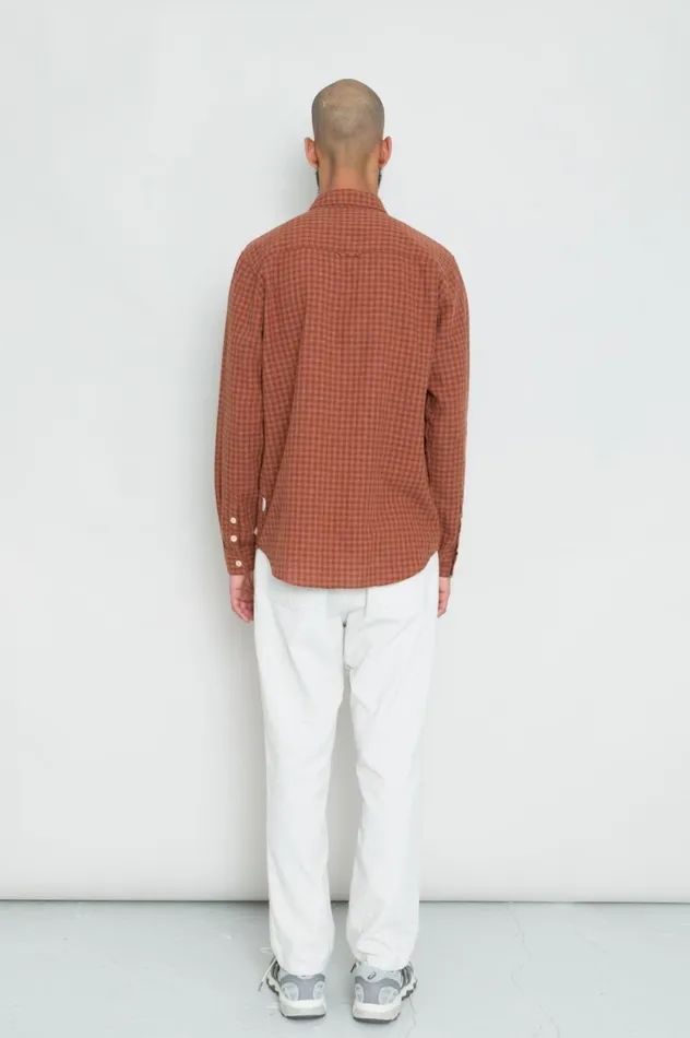 Folk Clothing Relaxed Fit Shirt 8211 Rust Gingham Mens Shirts