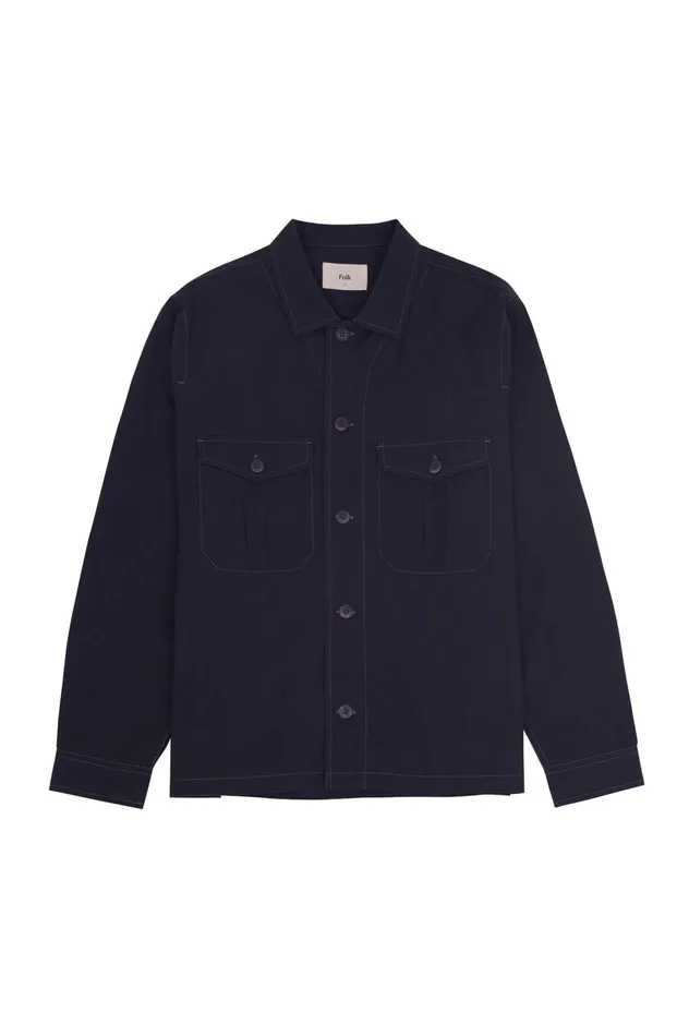 Folk Clothing Revere Overshirt 8211 Soft Black Mens Shirts