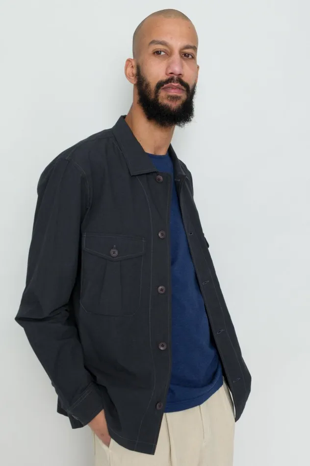 Folk Clothing Revere Overshirt 8211 Soft Black Mens Shirts