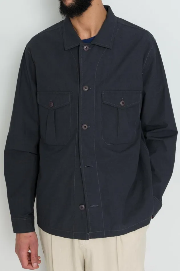 Folk Clothing Revere Overshirt 8211 Soft Black Mens Shirts