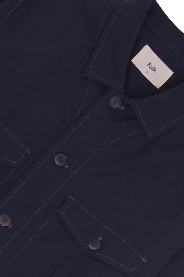 Folk Clothing Revere Overshirt 8211 Soft Black Mens Shirts