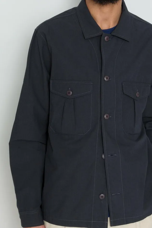 Folk Clothing Revere Overshirt 8211 Soft Black Mens Shirts