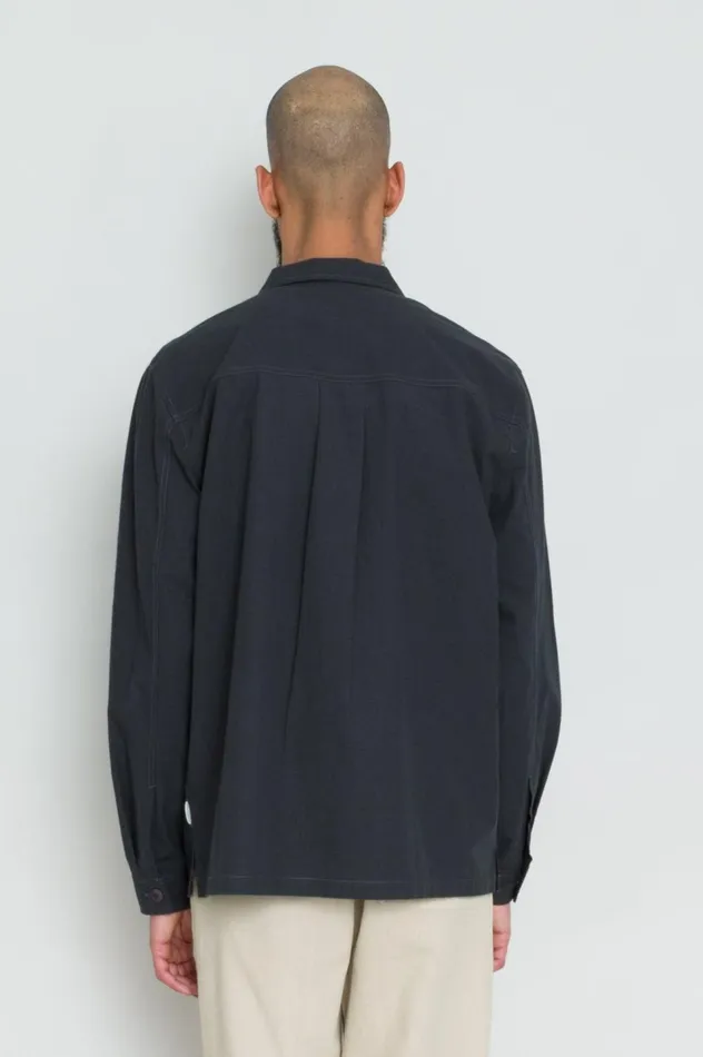 Folk Clothing Revere Overshirt 8211 Soft Black Mens Shirts