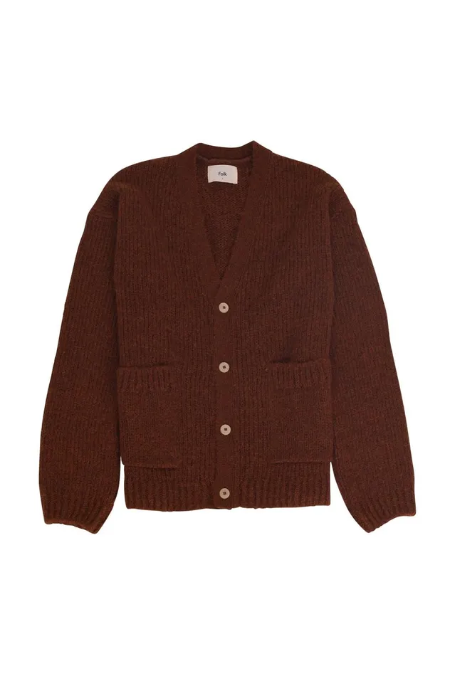 Folk Clothing Signal Cardigan 8211 Rust Mens Knitwear
