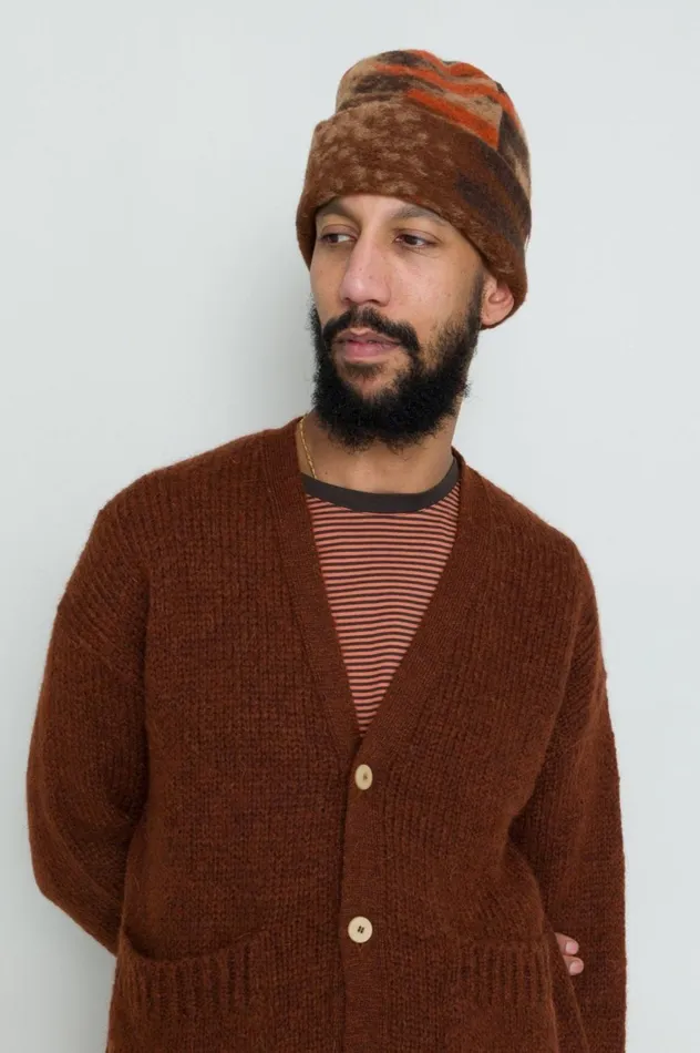 Folk Clothing Signal Cardigan 8211 Rust Mens Knitwear