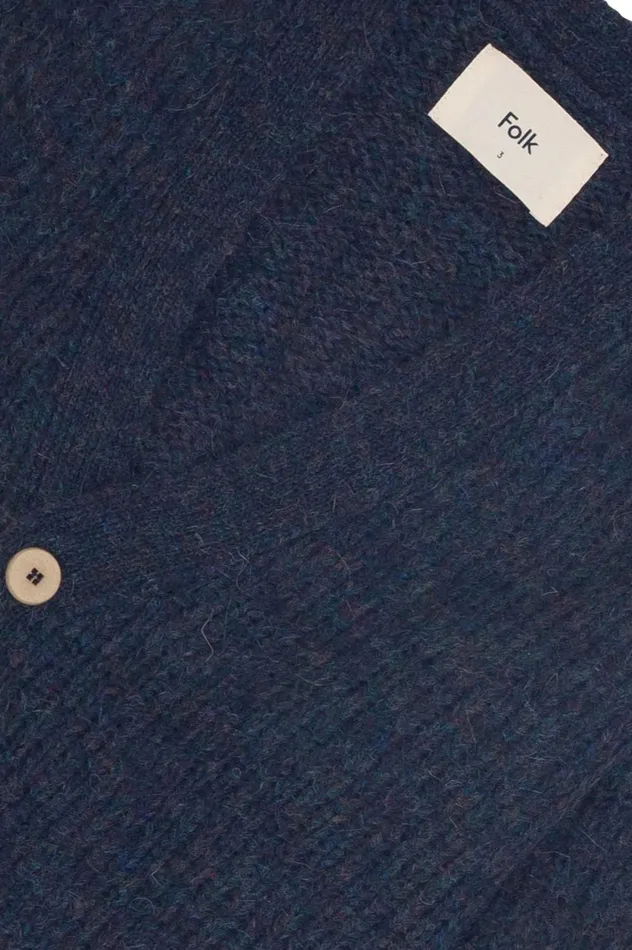 Folk Clothing Signal Cardigan 8211 Smoke Blue Mens Knitwear