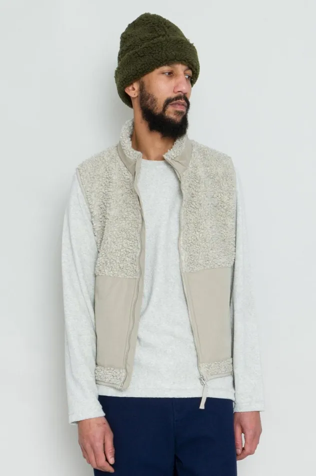 Folk Clothing Signal Gilet 8211 Greige Curly Wool Mens Outerwear