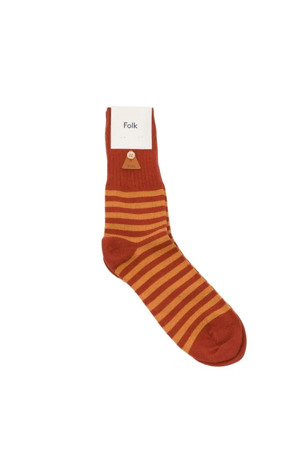 Folk Clothing Stripe Socks 8211 Rust Orange Stripe MensWomens Socks
