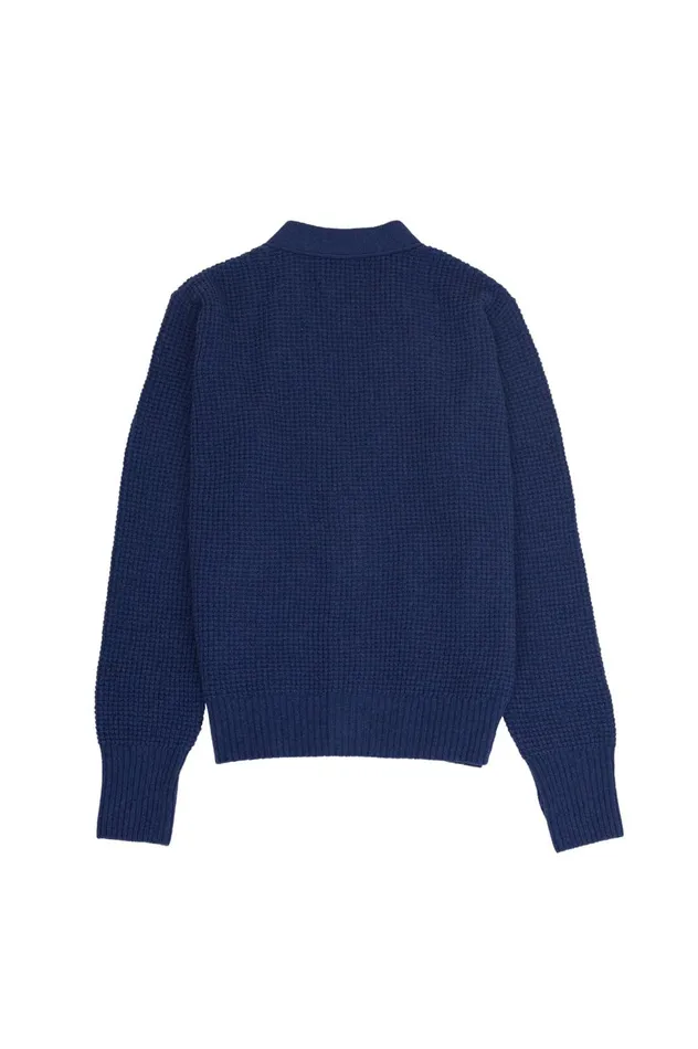 Folk Clothing Waffle Cardigan 8211 Soft Blue Melange Mens Knitwear