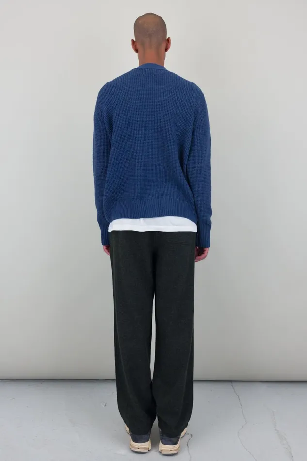 Folk Clothing Waffle Cardigan 8211 Soft Blue Melange Mens Knitwear