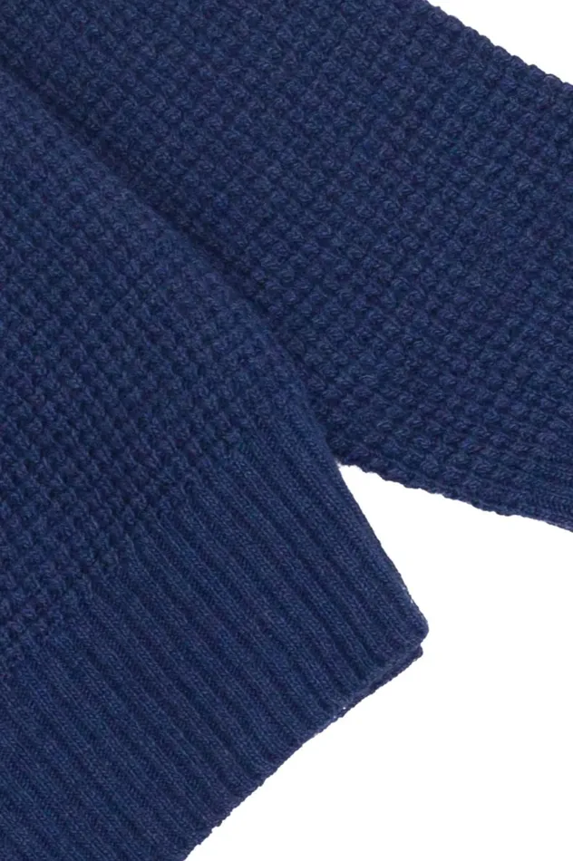 Folk Clothing Waffle Cardigan 8211 Soft Blue Melange Mens Knitwear