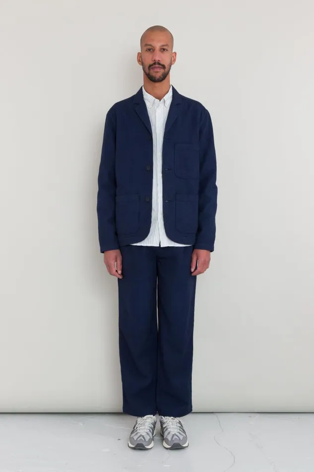 Folk Clothing Wide Fit Trouser 8211 Navy Topstitch Mens Trousers