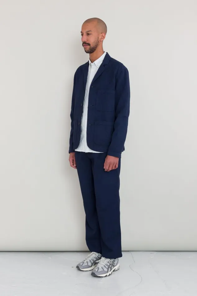 Folk Clothing Wide Fit Trouser 8211 Navy Topstitch Mens Trousers