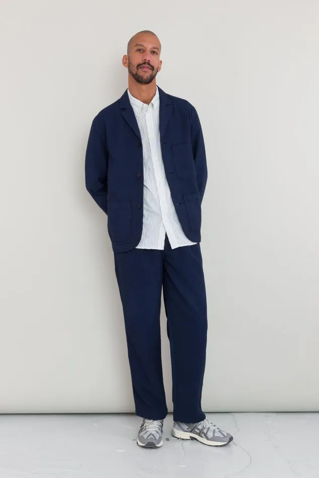 Folk Clothing Wide Fit Trouser 8211 Navy Topstitch Mens Trousers