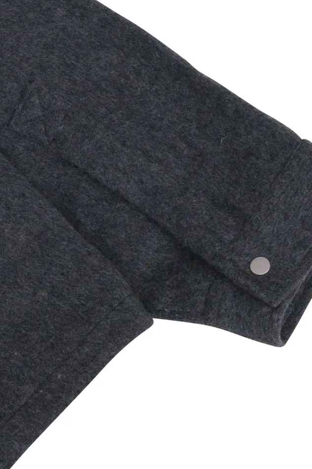 Folk Clothing Winter Cropped Coat 8211 Charcoal Wool Mens Outerwear