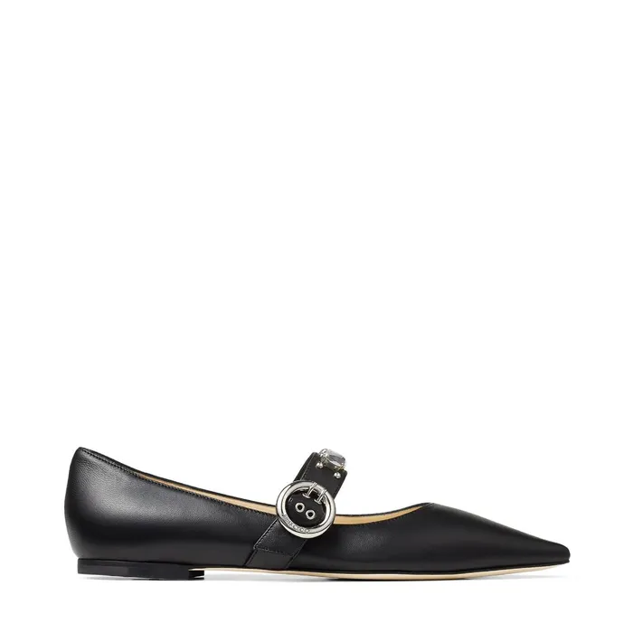 Gela Flat Black Mix Nappa Leather Pointed Pumps Black Mix Women JIMMY CHOO Flats Gela Flat Black Mix Nappa Leather Pointed Pumps Black Mix Women JIMMY CHOO Flats