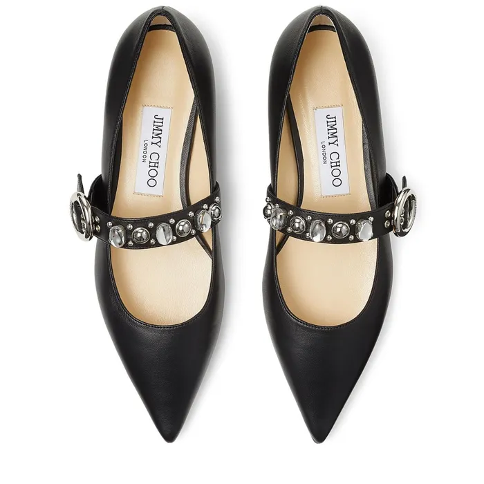 Gela Flat Black Mix Nappa Leather Pointed Pumps Black Mix Women JIMMY CHOO Flats