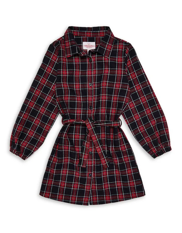 Girls Black Check Long Sleeve Shirt Black Threadbare Dresses Girls Black Check Long Sleeve Shirt Black Threadbare Dresses