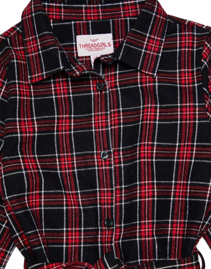 Girls Black Check Long Sleeve Shirt Black Threadbare Dresses Girls Black Check Long Sleeve Shirt Black Threadbare Dresses