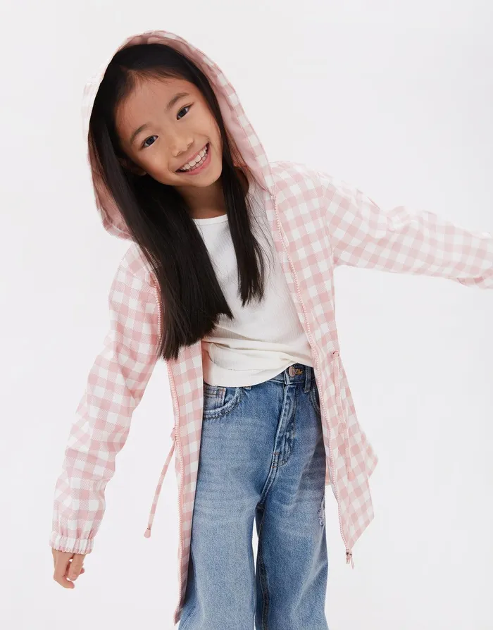 Girls Pink Gingham Rubberised Mac Pink Threadbare Jackets and Coats Girls Pink Gingham Rubberised Mac Pink Threadbare Jackets and Coats