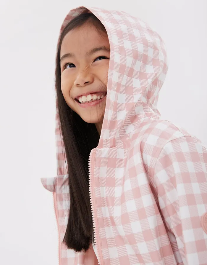 Girls Pink Gingham Rubberised Mac Pink Threadbare Jackets and Coats Girls Pink Gingham Rubberised Mac Pink Threadbare Jackets and Coats