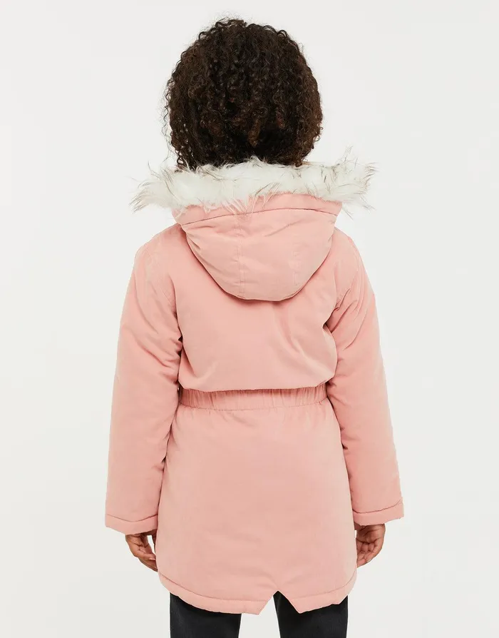 Girls Pink Parka Jacket Pink Threadbare Jackets and Coats