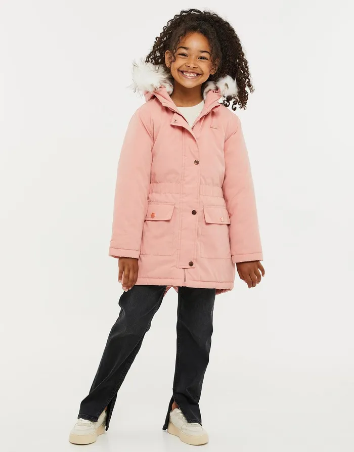 Girls Pink Parka Jacket Pink Threadbare Jackets and Coats