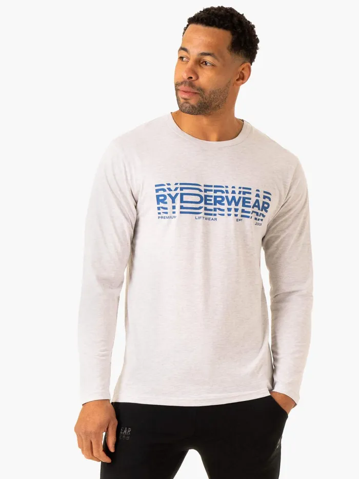 Graphic Long Sleeve TShirt 8211 Grey Marl Men Ryderwear TShirts