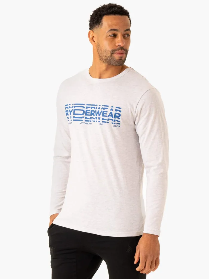 Graphic Long Sleeve TShirt 8211 Grey Marl Men Ryderwear TShirts