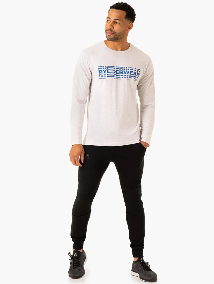 Graphic Long Sleeve TShirt 8211 Grey Marl Men Ryderwear TShirts