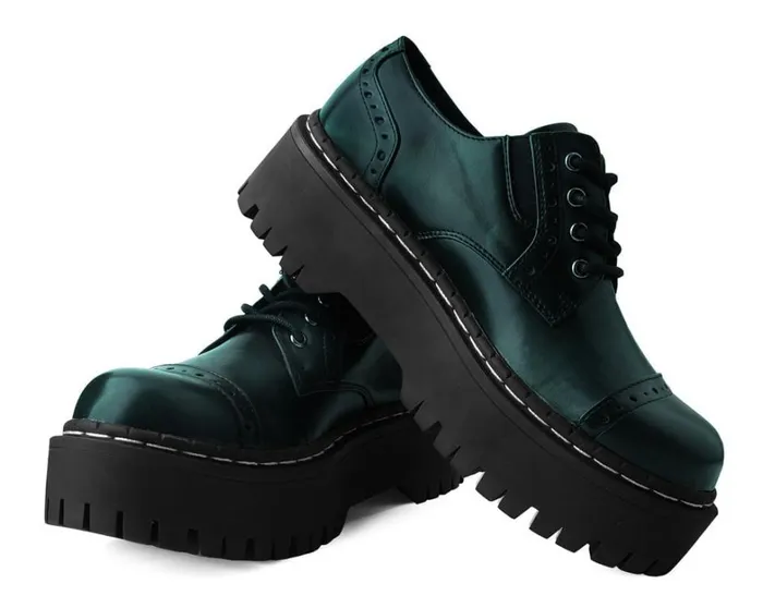 Green RubOff Double Decker Brogue Men TUK Shoes Vegan Green RubOff Double Decker Brogue Men TUK Shoes Vegan