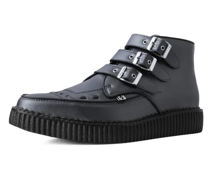 Gunmetal and Black Trim Pointed Buckle Boot Men TUK Shoes Boots