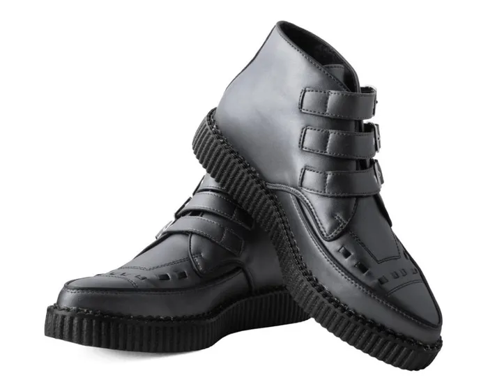 Gunmetal and Black Trim Pointed Buckle Boot Men TUK Shoes Boots