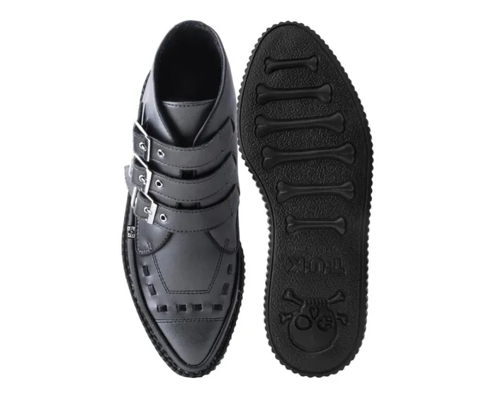Gunmetal and Black Trim Pointed Buckle Boot Men TUK Shoes Boots