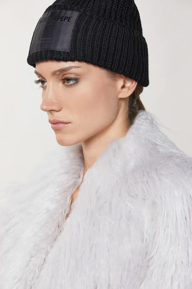 Hats And Gloves Women Patrizia Pepe Ribbed Cap Nero