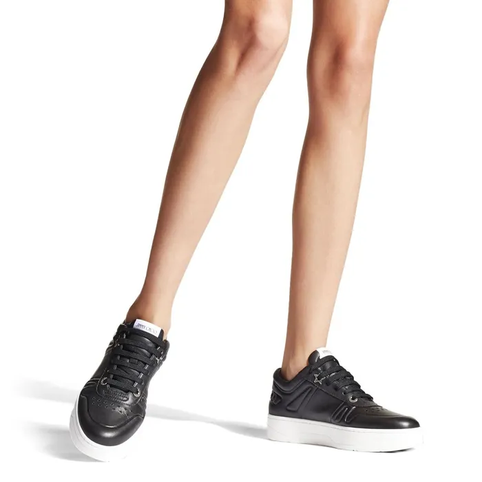 HawaiiF Black Calf Leather LaceUp Trainers X Black Women JIMMY CHOO Sneakers