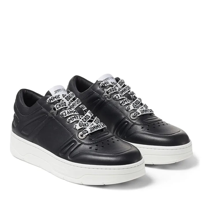 HawaiiF Black Calf Leather LaceUp Trainers X Black Women JIMMY CHOO Sneakers