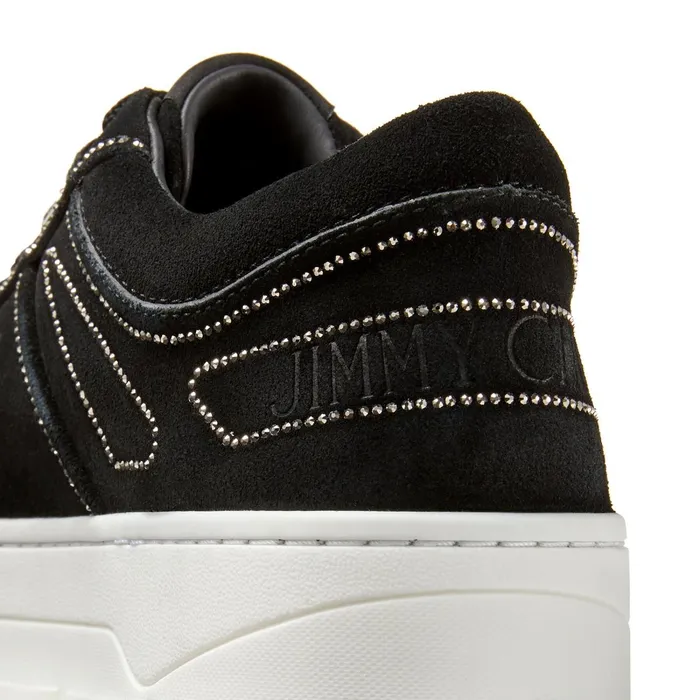 HawaiiF Black Crosta Suede LaceUp Trainers With Crystal Outlining X Blackcrystal Women JIMMY CHOO Sneakers