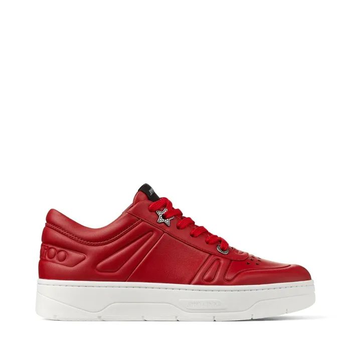HawaiiF Red Calf Leather Lace Up Trainers X Red Women JIMMY CHOO Sneakers