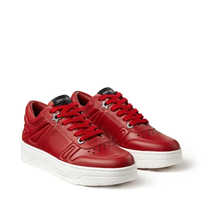 HawaiiF Red Calf Leather Lace Up Trainers X Red Women JIMMY CHOO Sneakers