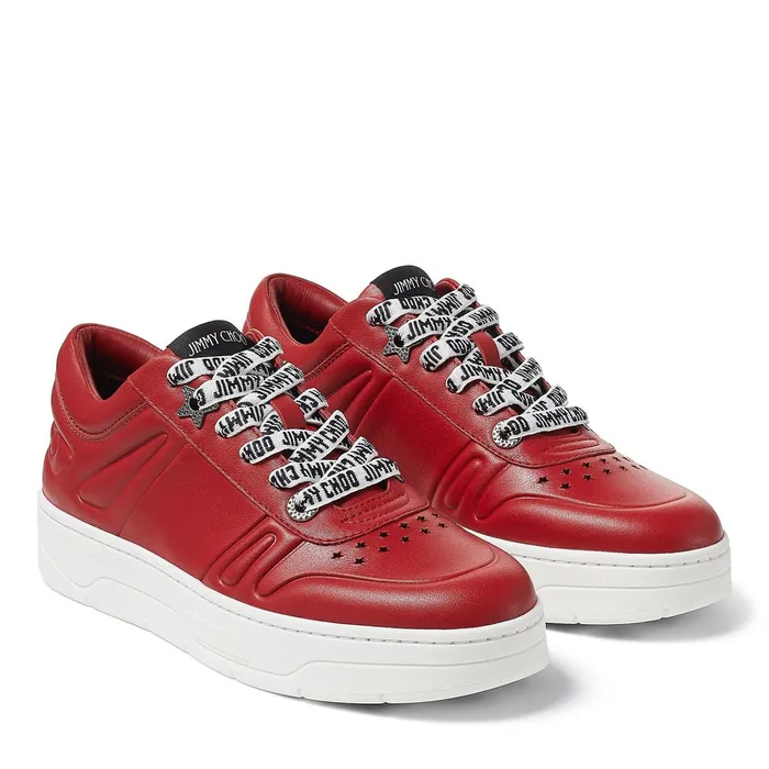 HawaiiF Red Calf Leather Lace Up Trainers X Red Women JIMMY CHOO Sneakers