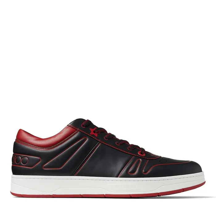 HawaiiM Black Calf Leather LaceUp Sneakers With Red Outline X Blackred Men JIMMY CHOO Casual Shoes HawaiiM Black Calf Leather LaceUp Sneakers With Red Outline X Blackred Men JIMMY CHOO Casual Shoes