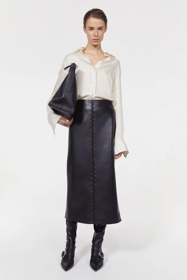 Helen Stitch Leather Skirt Black Women Rodebjer Skirts