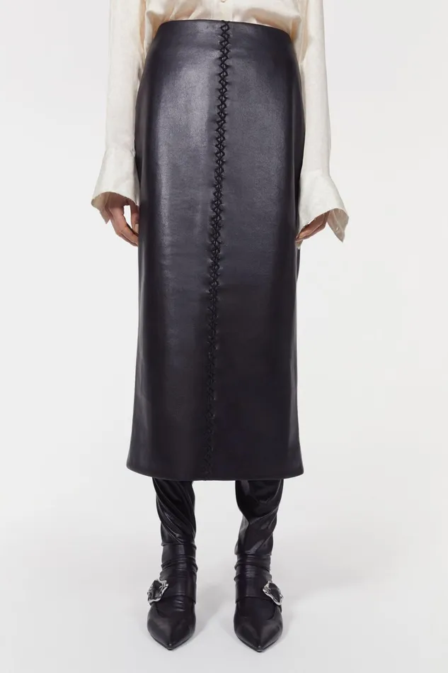 Helen Stitch Leather Skirt Black Women Rodebjer Skirts