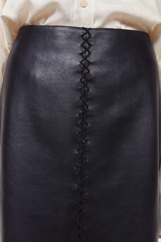 Helen Stitch Leather Skirt Black Women Rodebjer Skirts