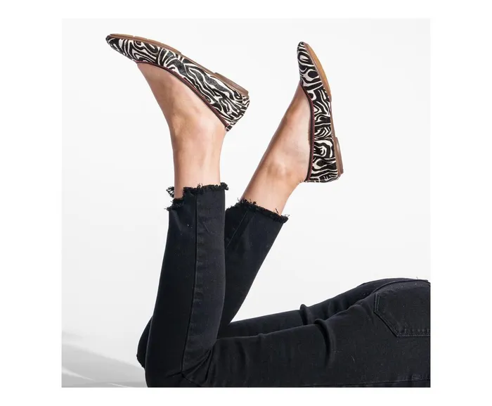 Hush Puppies Flats and SlipOns Chaste Ballet Zebra Calf Hair 8211 Women