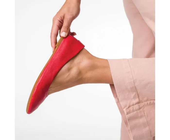 Hush Puppies Flats and SlipOns Kendal Ballet Perfect Fit Fire Red Leather 8211 Women